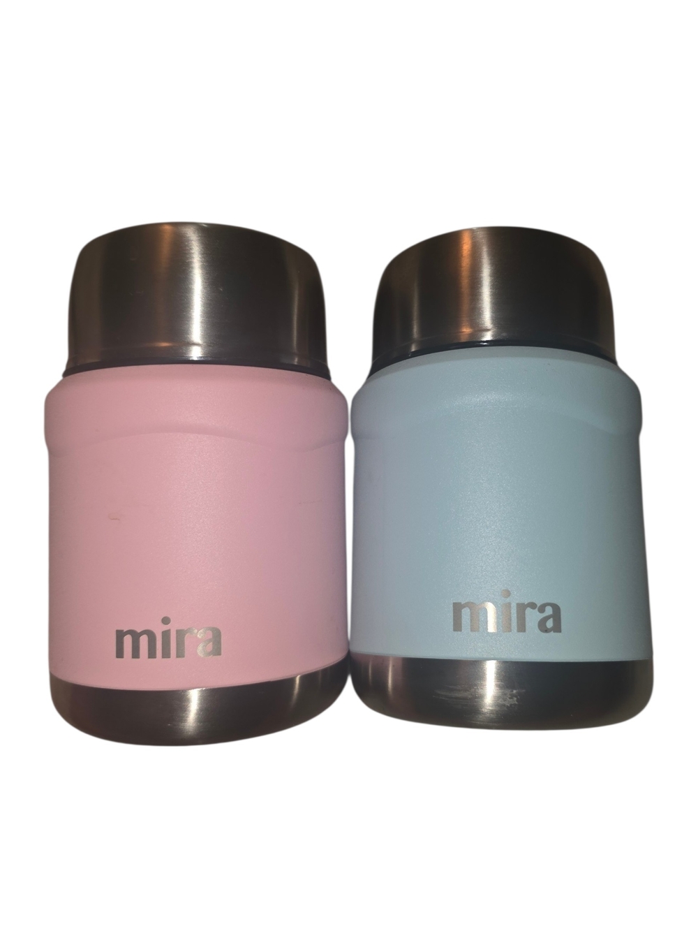 Mira Stainless Steel Food Jars - Pink & Light Blue